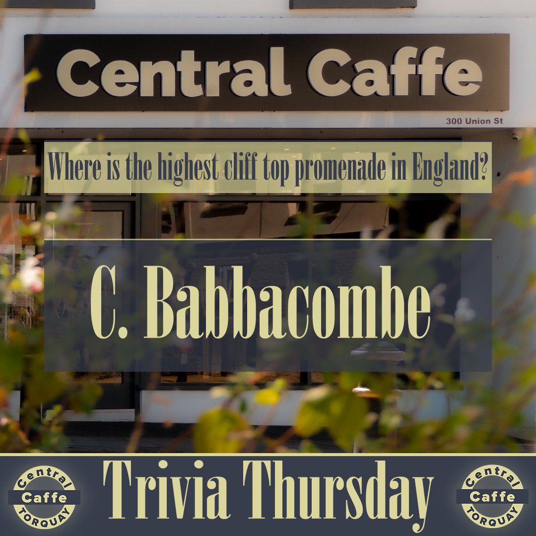 CentralCaffe's tweet image. We are continuing Trivia Thursday! 😎📖

The answer for last week was… C!

Which famous female author lived in Torquay?
J.K. Rowling
Agatha Christie
Charlotte Bronte
Virginia Woolf

Let us know your answers in the comments below!

See ya in a week! 😀

#trivia #torbaytrivia