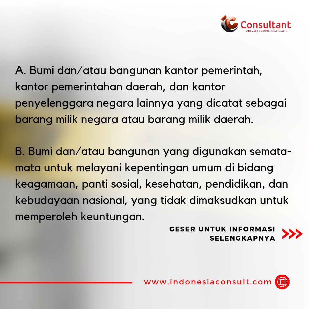 IC_Consultant's tweet photo. C. Bumi dan/atau bangunan yang semata-mata digunakan untuk tempat makam (kuburan), peninggalan purbakala, atau yang sejenis
#RRRForOscars #deres #Oscars2023 #KCPE2022 #icconsultant #icax #indonesiaconsult https://t.co/iVk0LFtDxU