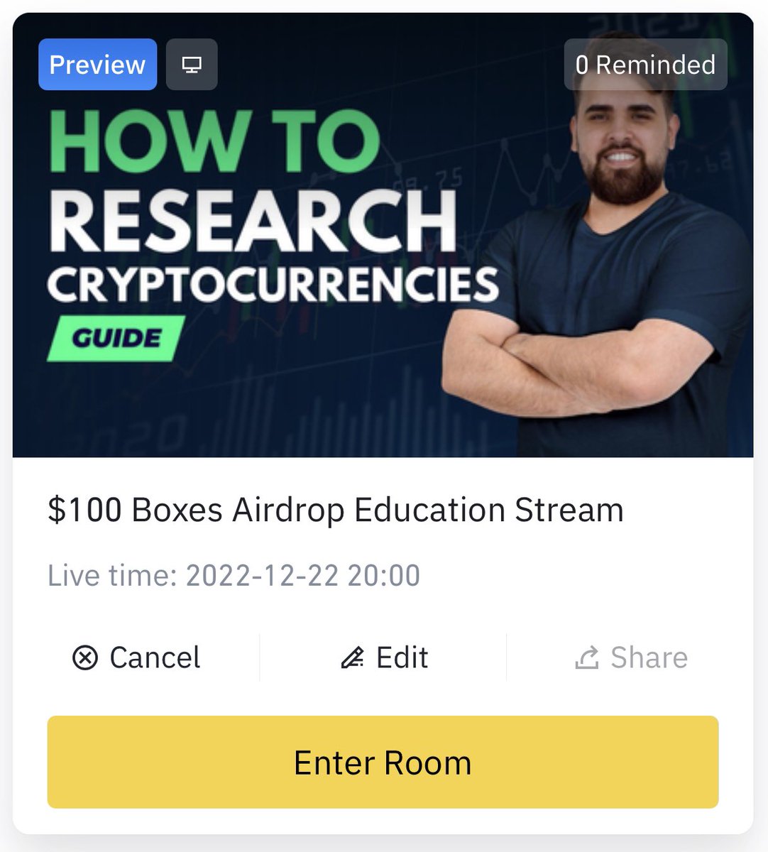 EarlyMinter's tweet photo. Don’t miss tonight’s stream. Set your reminders now we see dropping $100 worth of boxes. Set your reminders on @binance https://t.co/OM5CUtC4jf