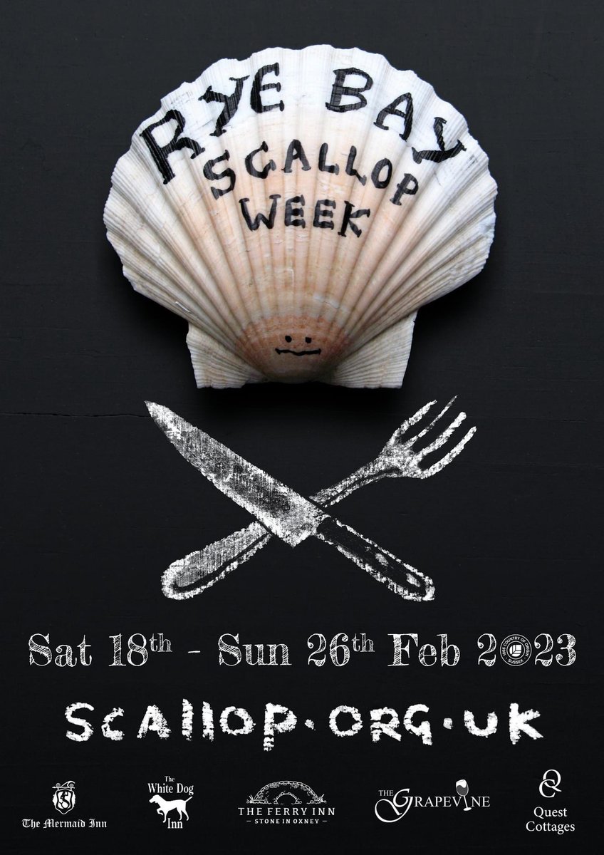 Rye Bay Scallop Week is back! Come and sample Rye's mouth-watering molluscs Saturday 18th - Sunday 26th February 2023! scallop.org.uk