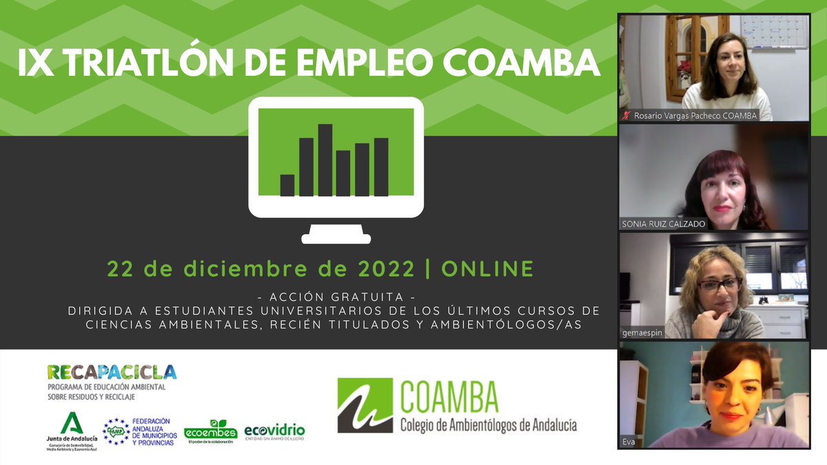 coambaoficial's tweet photo. 💼Presentación #TriatlónEmpleo COAMBA en el marco del Programa #Recapacicla
💬Se trata de una acción gratuita para la mejora de la empleabilidad 💪🏼
#Qualen #Ambientólogo #Ambientóloga #CienciasAmbientales #Currículum #CartaDePresentación #Linkedin #EntrevistaLaboral #SomosCOAMBA https://t.co/KDTPt1BqQc