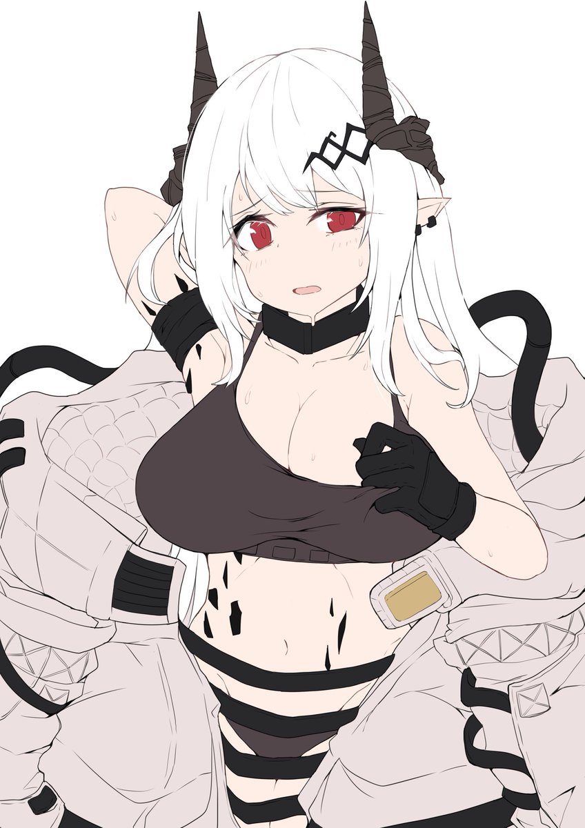 マドロック(アークナイツ) 「マドロック【下書き→線画→下塗り→完成】今回練習も兼ねて色々試したけど色塗り嫌い」|ヘカトンのイラスト