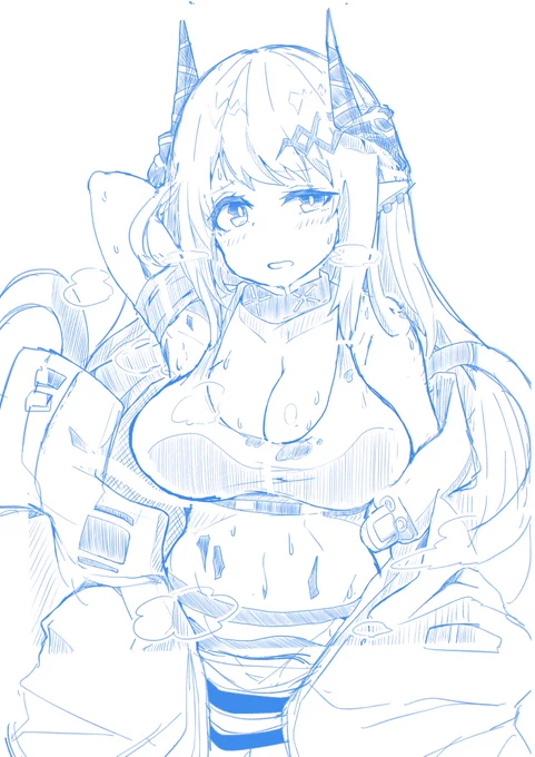 マドロック【下書き→線画→下塗り→完成】今回練習も兼ねて色々試したけど色塗り嫌いが少し改善したかも 
