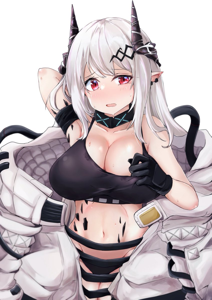 マドロック(アークナイツ) 「マドロック【下書き→線画→下塗り→完成】今回練習も兼ねて色々試したけど色塗り嫌い」|ヘカトンのイラスト