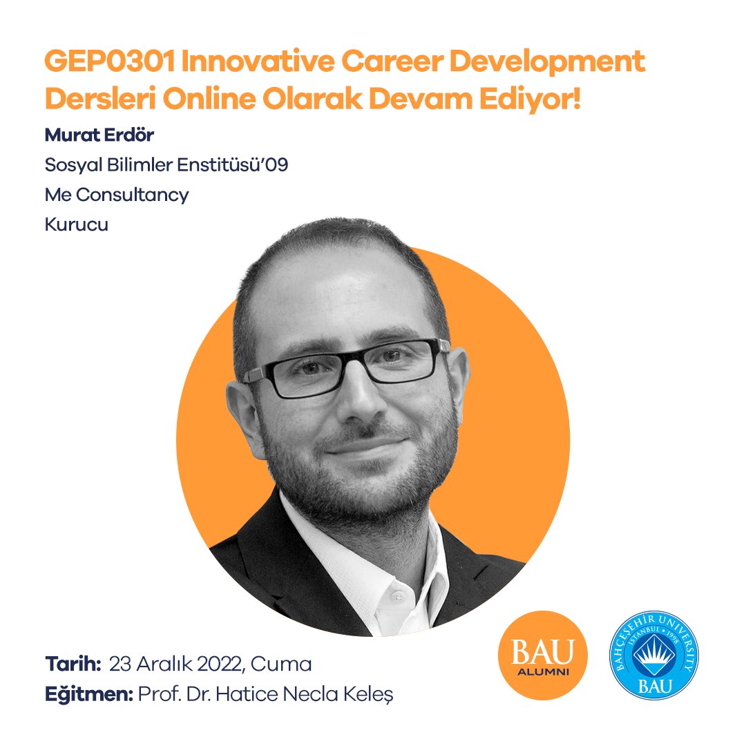GEP0301 Innovative Career Development dersleri devam ediyor. 👩‍💻🧑‍💻

🎓GEP0301 Innovative Career Development dersinin bu haftaki konuğu; Sosyal Bilimler Enstitüsü’09 mezunumuz, Me Consultancy Kurucusu Murat Erdör konuk oluyor. 🧡