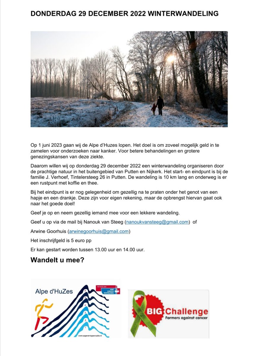 Kom gezellig wandelen voor het goede doel