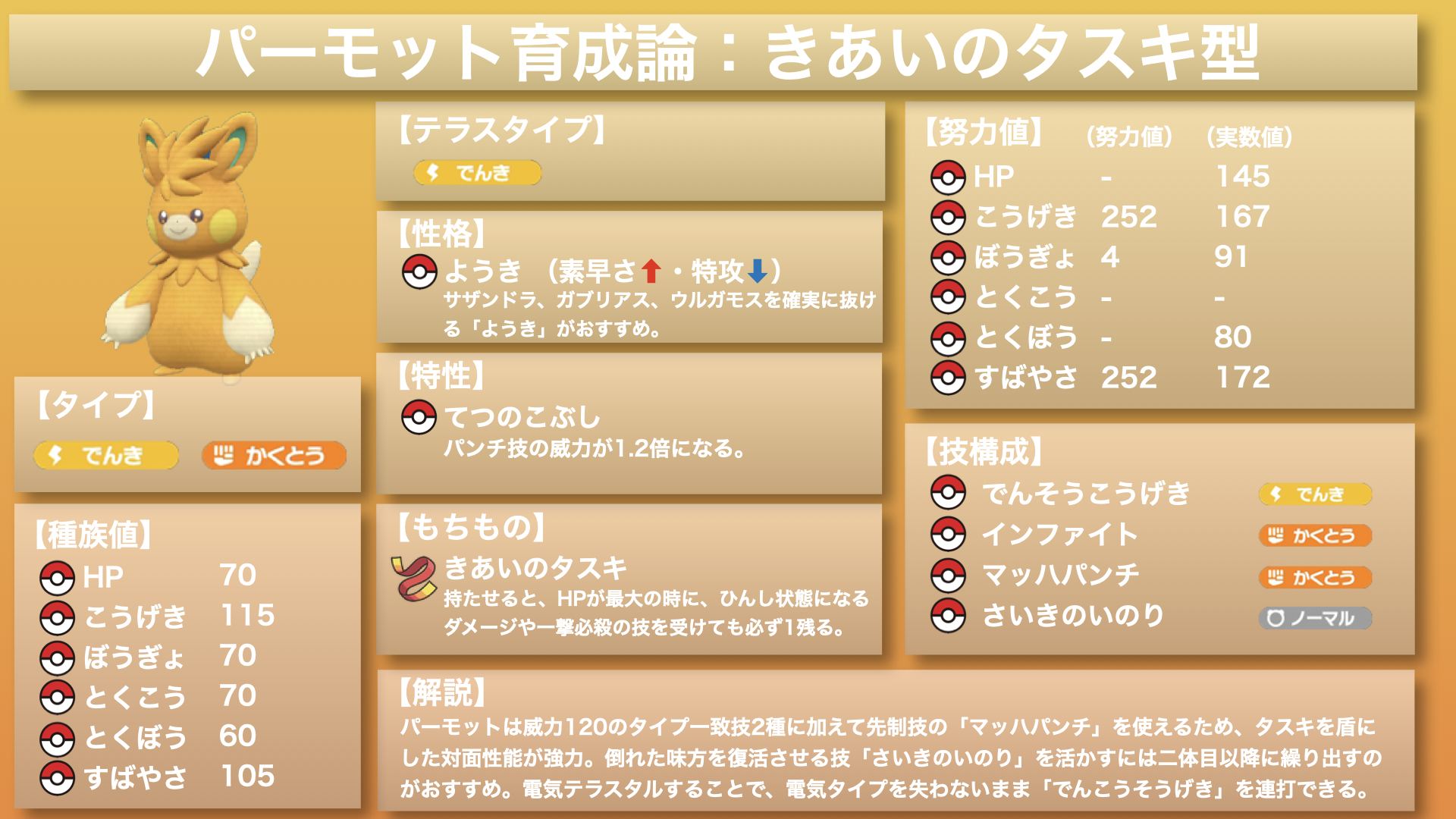 ポケモンsv Game8 ポケモンsv パーモット育成論 今世代のクレセリアは一味違います 殴りも蘇生もこなせる便利屋 パーモットの強み 威力1のタイプ一致技2種の火力 さいきのいのり で味方を復活 エース再降臨の動きが可能 パーモット