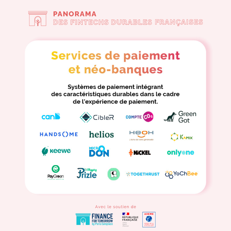 IFD_Paris's tweet photo. 🌱⭐️ Il y a quelques semaines, nous avons publié la première édition du Panorama des #fintechs durables françaises 🇫🇷 en collaboration avec l’@ademe !

Partez à la découverte des 102 fintechs recensées par catégorie : #RegTechs, #risques, #néobanques et financement de projet ⤵️