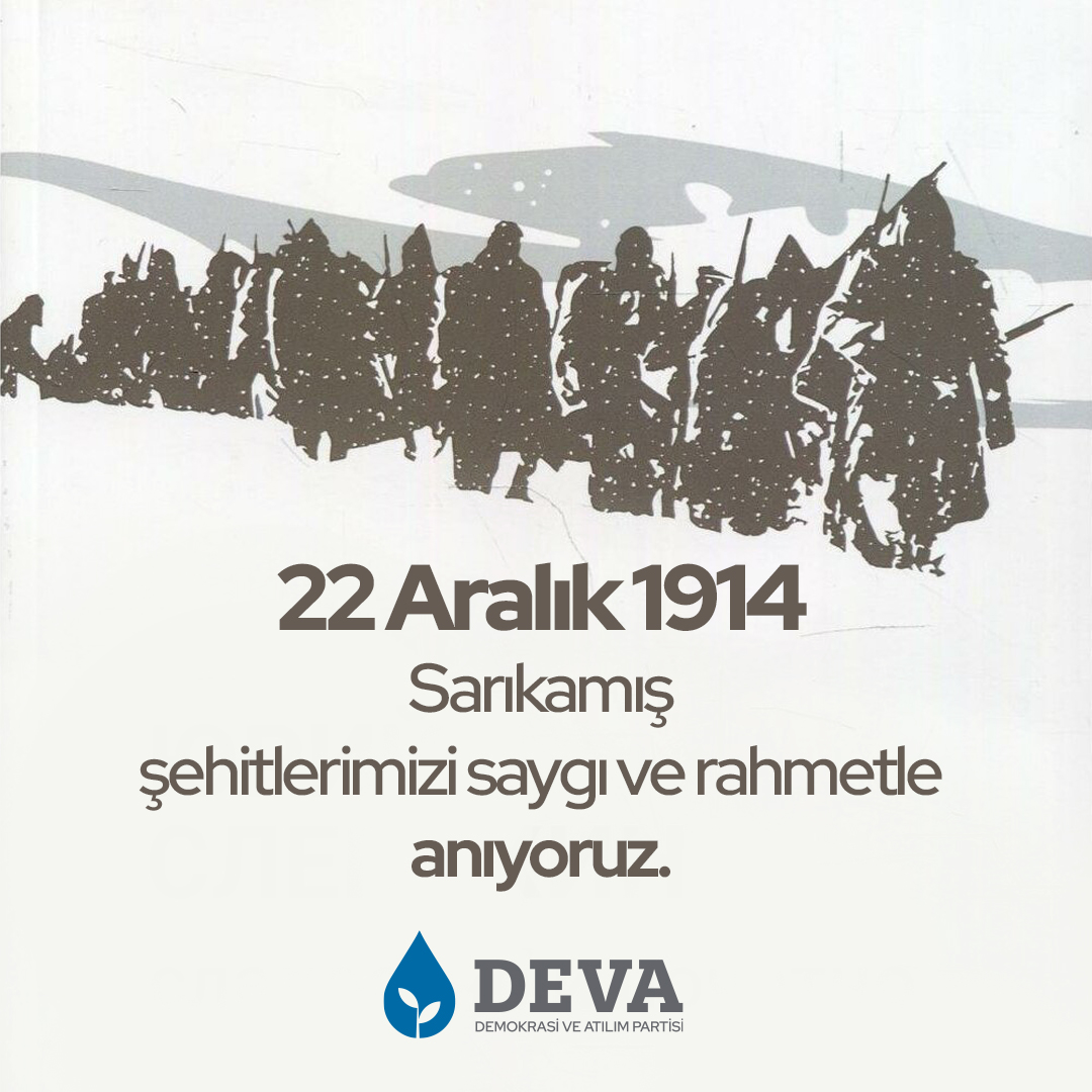 Sarıkamış Harekatı'nın 108. yıl dönümünde şehitlerimizi saygı ve rahmetle anıyoruz.

#sarıkamısharekatı
<a href="/VandaDEVA/">DEVA Partisi Van İl Başkanlığı</a>