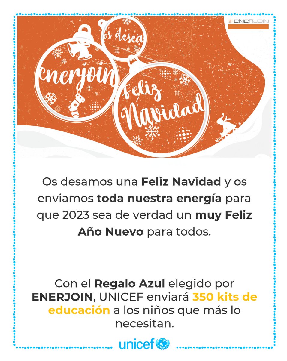 Enerjoin's tweet image. Como cada año desde hace ya unos cuantos, nos unimos a @unicef_es  para felicitaros la navidad. 

¡Feliz Navidad a tod@s!