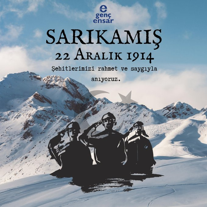 Sarıkamış Harekatı'nın 108. Yıldönümünde memleket uğruna şehadete eren askerlerimizi rahmetle, minnetle yâd ediyoruz.

#sarıkamıs  #SarıkamısSehitleri
