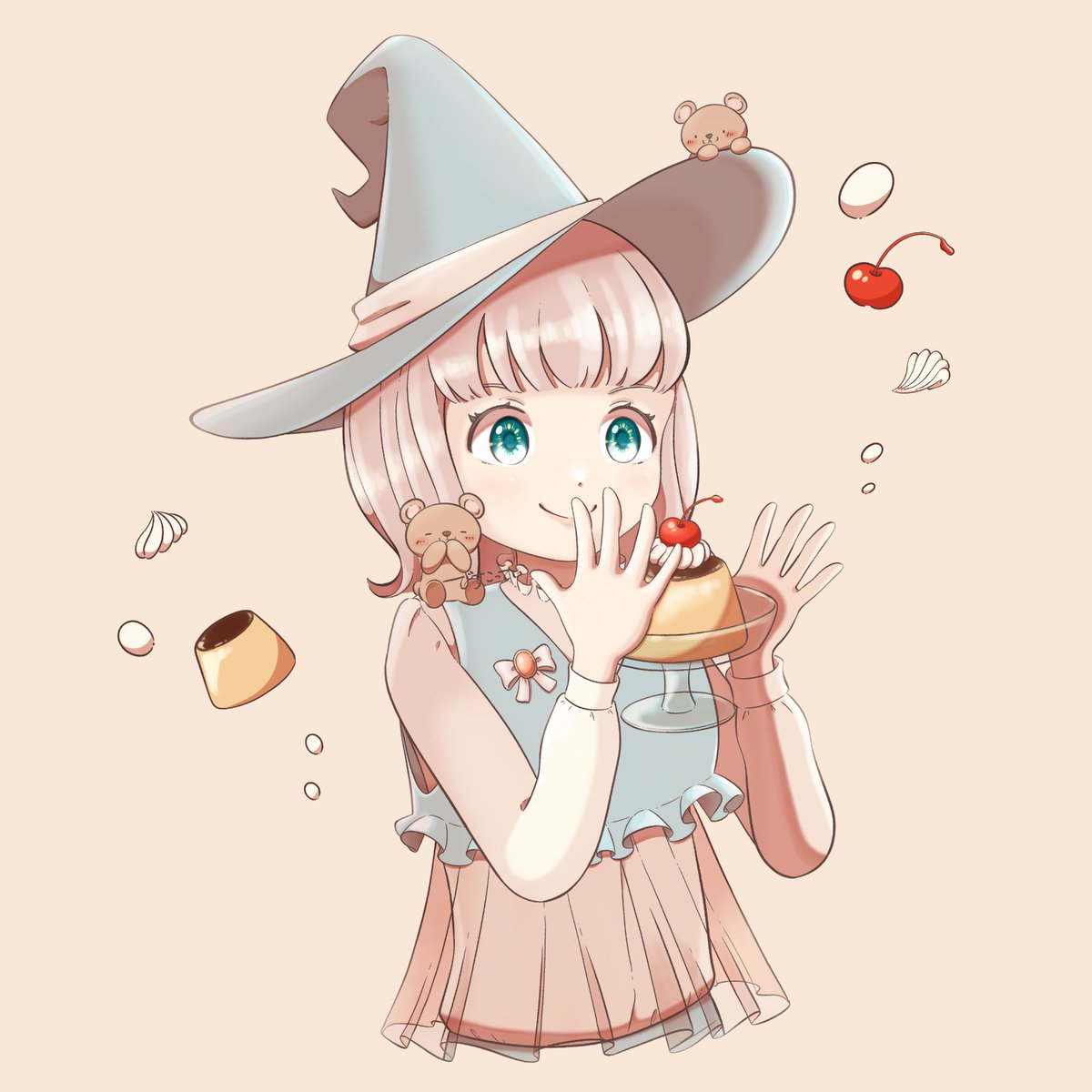 「プリンが食べたい魔法使いちゃん 」|びすこってい🍰5月コミティア/デザフェスのイラスト