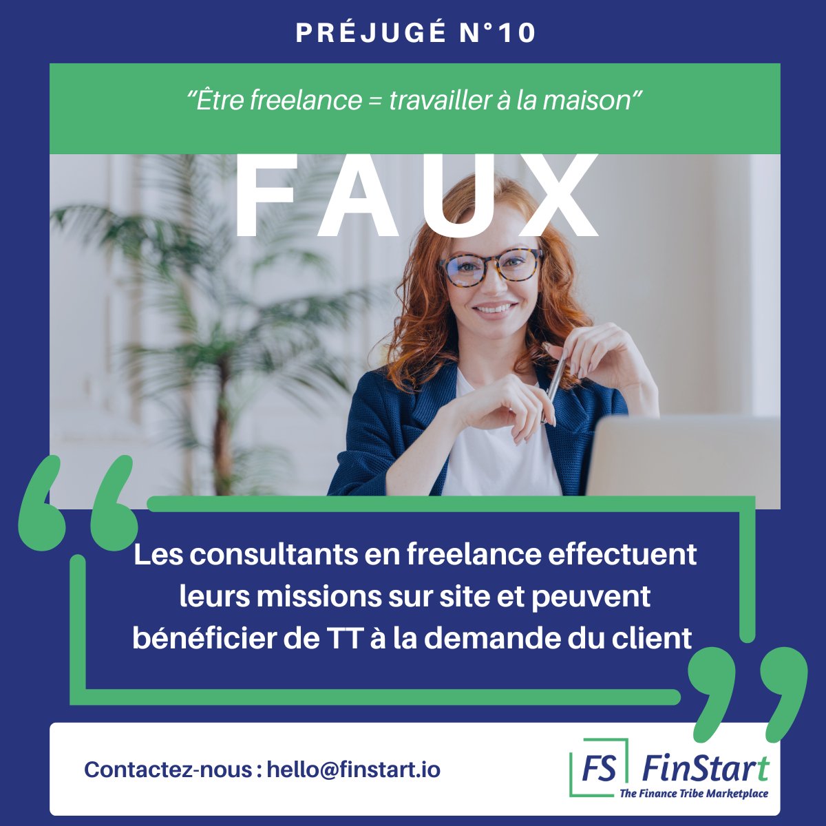 FinStart.io (@finstarti) on Twitter photo #PRÉJUGÉ N°10
➡️“Être freelance = travailler à la maison”
FAUX, exercer en tant que #freelance c’est exercer dans les mêmes conditions que les salariés traditionnels !
<a href="/FinstartI/">FinStart.io</a> propose des missions avec ou sans télétravail ! hybride
🔗Go : webapp.finstart.io #PRÉJUGÉ N°10
➡️“Être freelance = travailler à la maison”
FAUX, exercer en tant que #freelance c’est exercer dans les mêmes conditions que les salariés traditionnels !
<a href="/FinstartI/">FinStart.io</a> propose des missions avec ou sans télétravail ! hybride
🔗Go : webapp.finstart.io