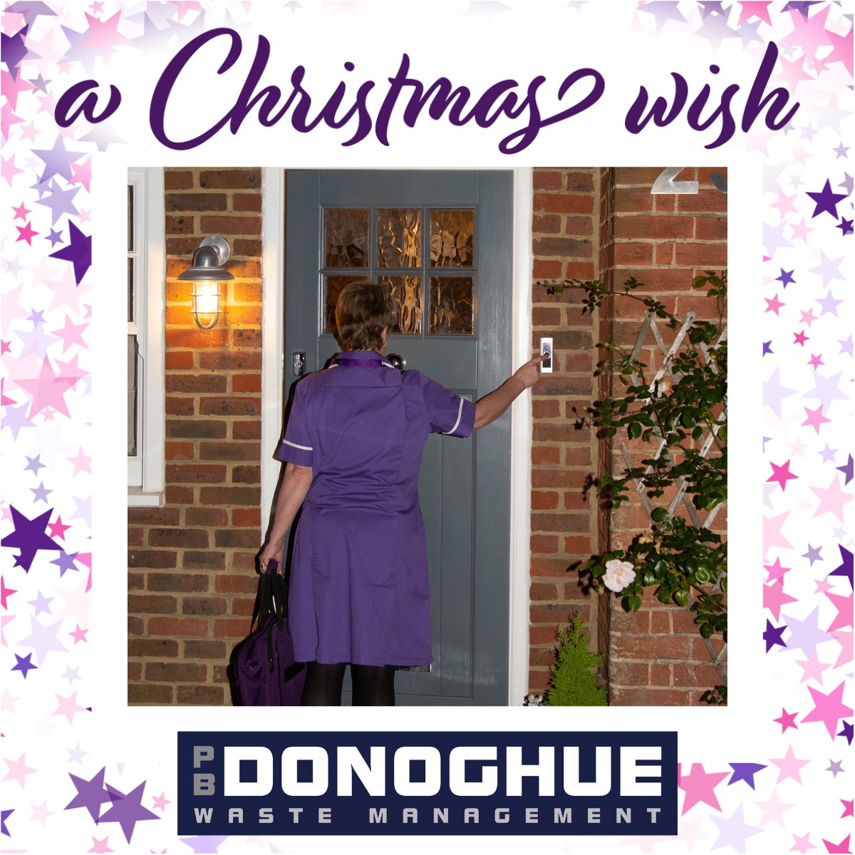 CorpNetworkRG's tweet photo. Thank you to @PBDonoghue for granting a christmas wish for Rennie Grove Peace Hospice Care by funding an incredible fourteen nights of care over the Festive season to ensure that our nurses can continue providing care and support 💜✨ https://t.co/iX6Mam2O7U