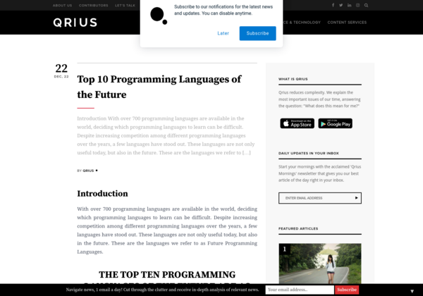 spectrum_search's tweet photo. 🔮 Top 10 Programming Languages of the Future - Qrius

 #metaverse #ProgrammingLanguagesoftheFuture #Qrius https://t.co/p3hNP7k2J3 https://t.co/Pv8fVf4Rwg
