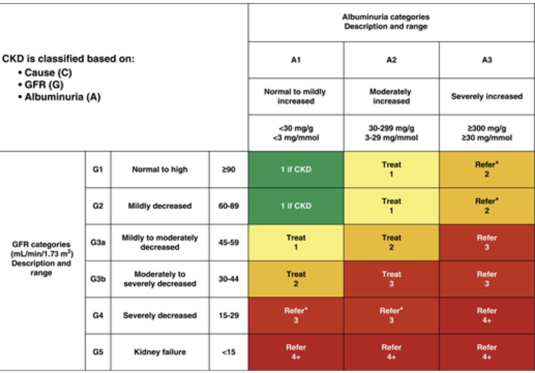 redGDPS's tweet photo. Seguimos con #ResumenADA2023.

10. Enfermedad renal crónica (ERC) y gestión de riesgos.

✅ 1 vez/año: determinación de #albuminuria y filtrado glomerular estimado #FGe(#CKD-EPI).

✅ Si hay #NefropatiaDiabética control de #CAC y #TFGe entre 1-4 veces/año. https://t.co/K8HfuarkkZ