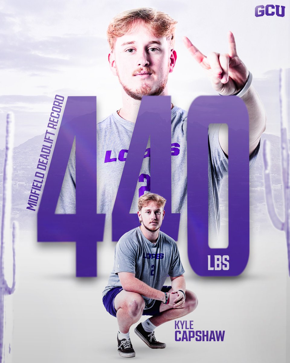 GCUlacrosse's tweet photo. Moving πͺπππππ§ and breaking π₯πππ’π₯ππ¦!
Sophomore Kyle Capshaw sets the program offensive midfield deadlift record at 440 lbs!
#LopesUp // #GCUBuilt https://t.co/7TWs6NTidG