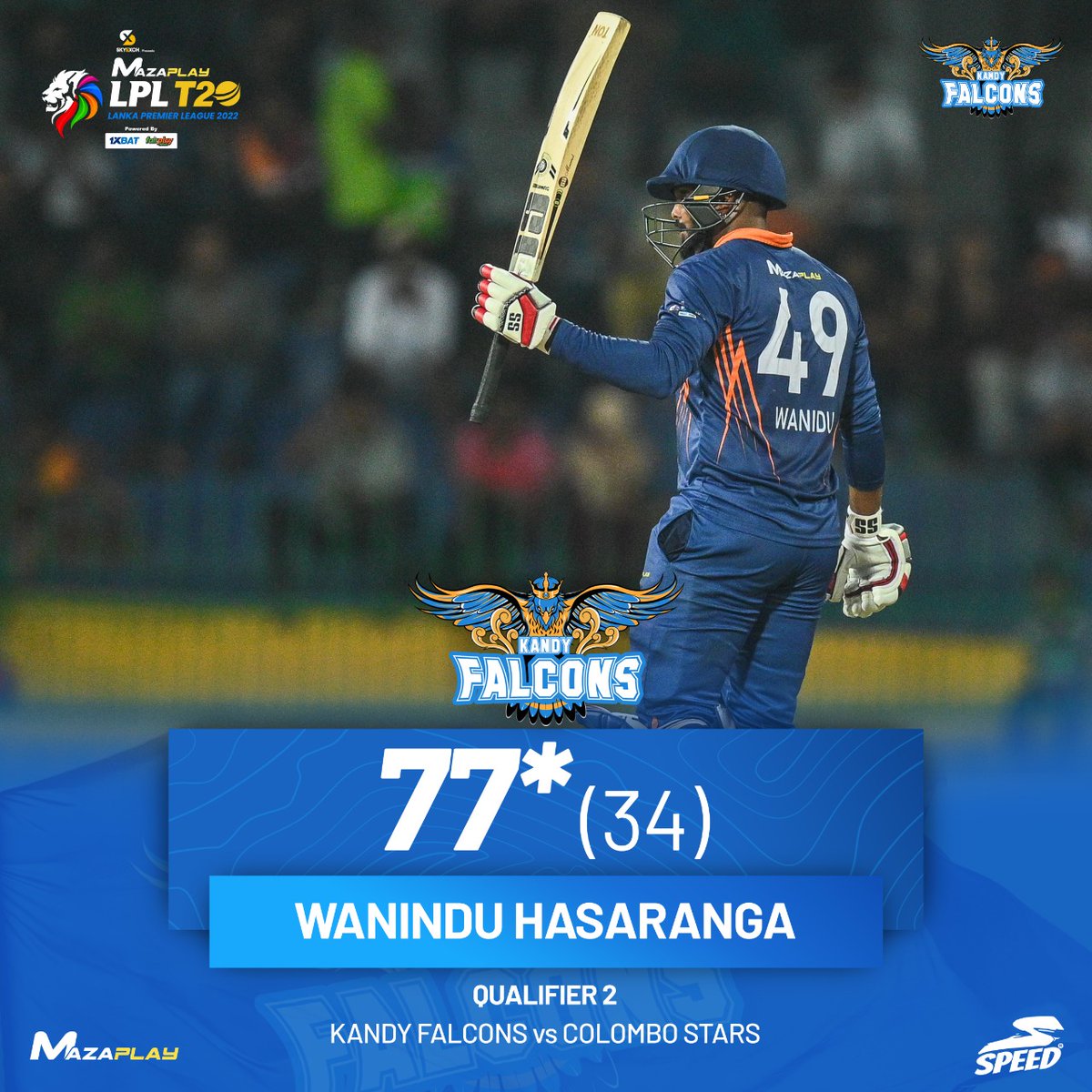 AzzamAmeen's tweet photo. 77* from 34 balls : The batsman @Wanindu49 show at RPS in a must win game 

Rescued @KandyFalcons from 42/3 in 8 overs to 168/8 https://t.co/zX13RQB3Tt