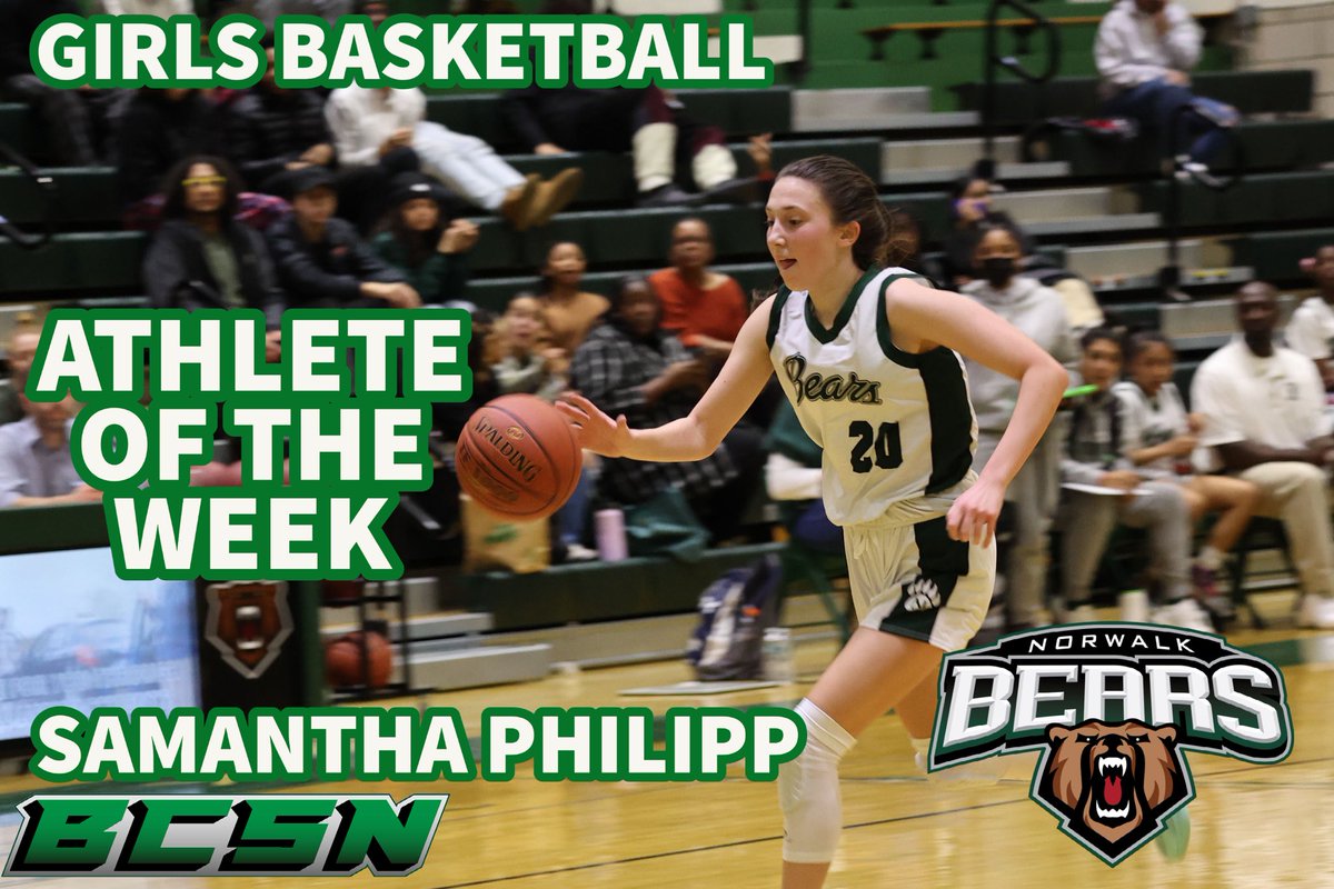 norwalkhsbears's tweet photo. Our first female athlete of the week for the winter season is……. Samantha Philipp!!💚🐻🤍 https://t.co/v2HWyVmeaF