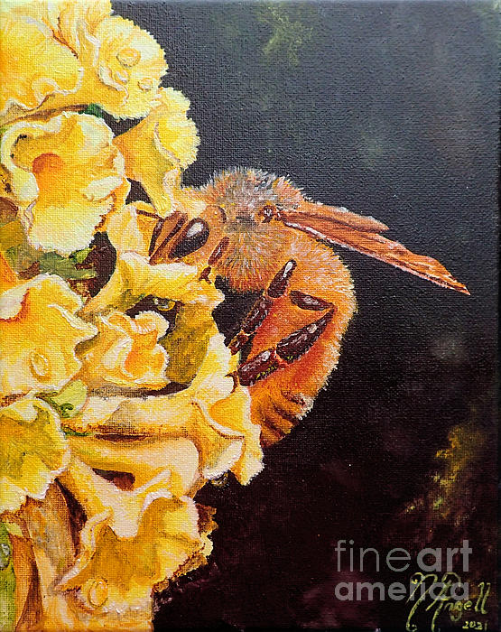 enchantedcraft's tweet photo. New artwork for sale! - "Honey bee on Honeycomb buddleia" - https://t.co/x9wzJQI6za @fineartamerica https://t.co/CIyQCsYoDM