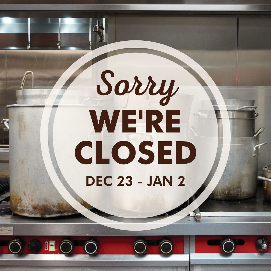 La Soupe will be closing due to inclement weather and the holidays. 
You have until 3 pm TODAY to grab one of our holiday specials!
Click the link below to place an order online for pick-up. 
bit.ly/3B11za0