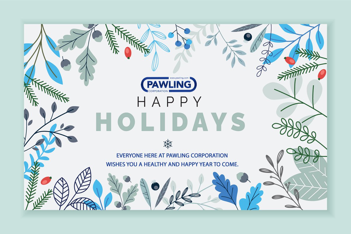 PawlingCorp's tweet photo. Pawling Corporation would like to wish everyone  #happyholidays .
We hope the coming year will bring #goodhealthandwellbeing and #success to all of our #customers #representatives and #workforce .  Please continue to support our #products and #mission  at https://t.co/tUNtKAMpt7 https://t.co/0laBJID2bz