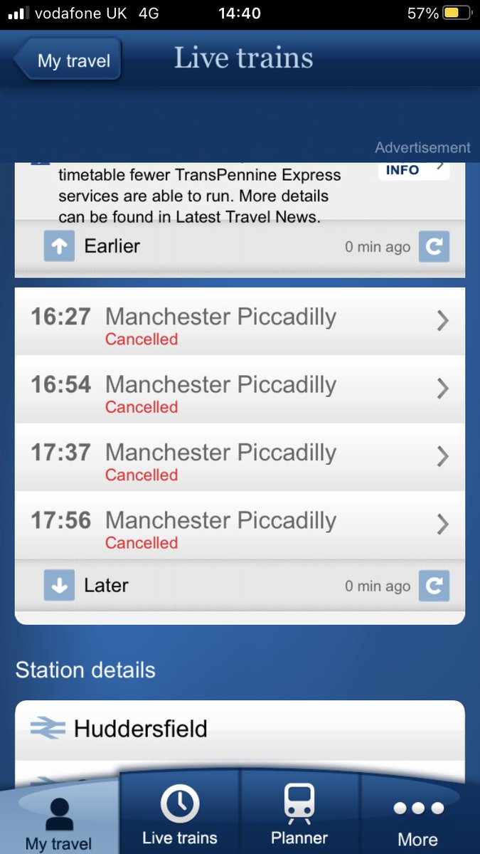 _DarrenB_'s tweet photo. @TPEassist Is the 16.54 Huddersfield to Manchester Piccadilly now running? A few minutes ago it was showing as cancelled but now running? https://t.co/6dGzDLeYbH