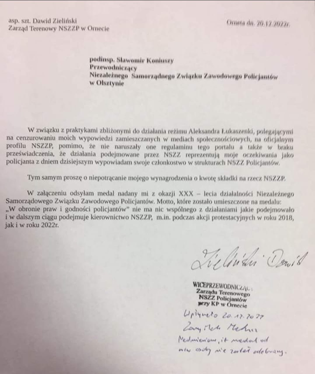 Marcin Miksza Borys On Twitter Policjant Napisał Pismo Do