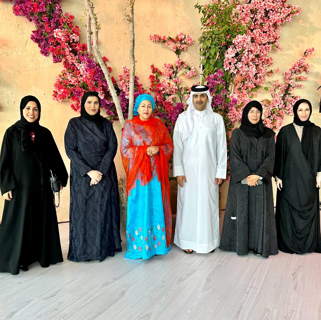 AminaJMohammed's tweet photo. Pleased to have met with the Minister of Foreign Affairs. And at the historical site, the home of the founder of the State of Qatar, wide ranging discussions with the Ministers of Social Development and Family, Public Health, Education, Culture and PR of Qatar to the UN. https://t.co/CWE3AcbGsj