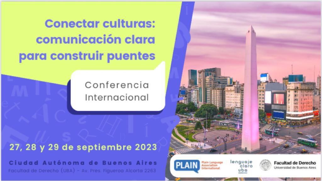 📣 Del 27 al 29 de septiembre de 2023 te esperamos en la conferencia “Conectar culturas: comunicación clara para construir puentes”

📍Donde? 👉 en el país de los campeones del mundo 🇦🇷🏆⚽️🇦🇷

✉️Si querés recibir más información regístrate acá ➡️ acortar.link/FQS06p