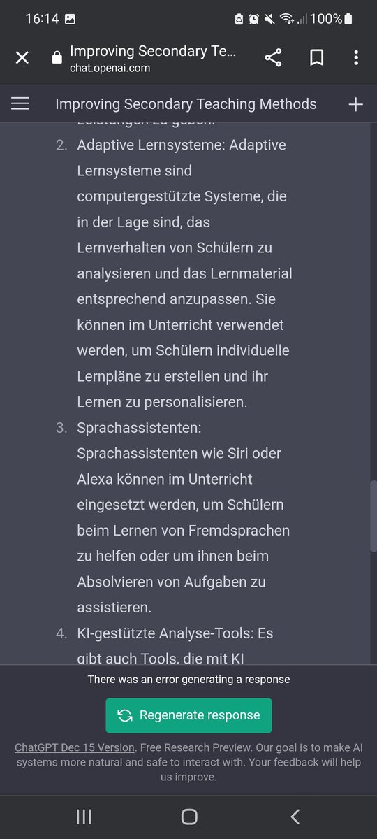 Jojo2699's tweet photo. #twitterlehrerzimmer Ich habe mal eine KI gefragt, wie man KI effektiv im Unterricht nutzen kann. Wie steht ihr dazu? Nutzt ihr KI für Unterrichtsphasen oder -planung oder Feedback? Wenn ja, gibt es Websites oder Programme die ihr empfehlen würdet? https://t.co/lY4RPH8irv