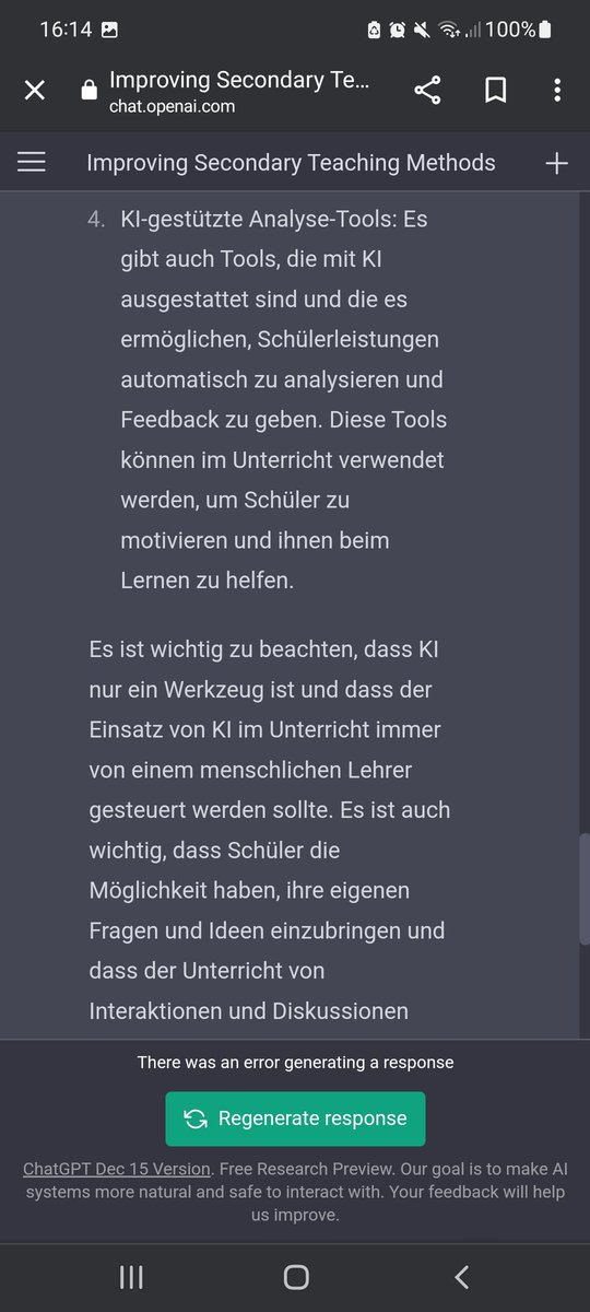 Jojo2699's tweet photo. #twitterlehrerzimmer Ich habe mal eine KI gefragt, wie man KI effektiv im Unterricht nutzen kann. Wie steht ihr dazu? Nutzt ihr KI für Unterrichtsphasen oder -planung oder Feedback? Wenn ja, gibt es Websites oder Programme die ihr empfehlen würdet? https://t.co/lY4RPH8irv
