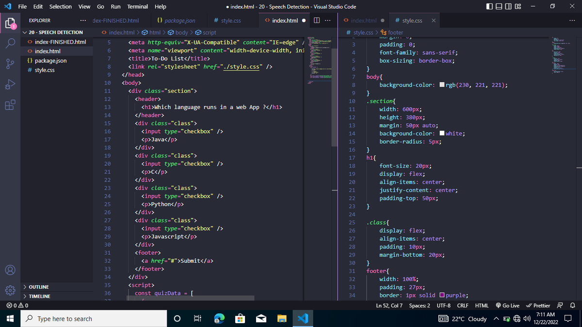 dev_maims's tweet image. Day 15
#30Daysofcode
I learned how to create a quiz website using HTML and CSS and JavaScript to make it function .