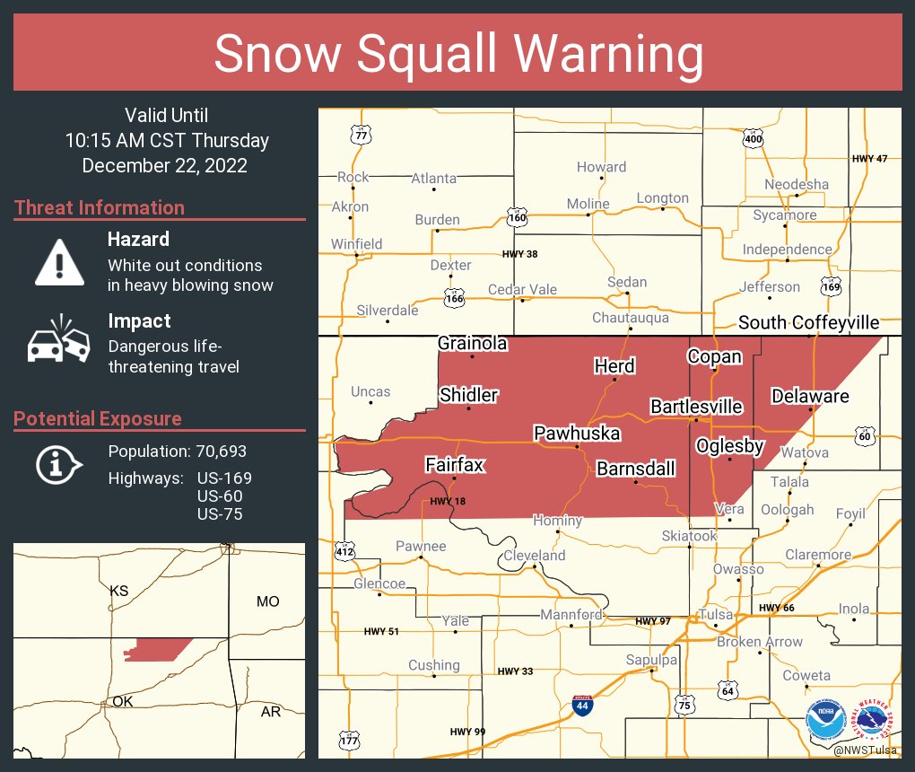 NWS Tulsa on Twitter "A snow squall warning is in effect until 1015