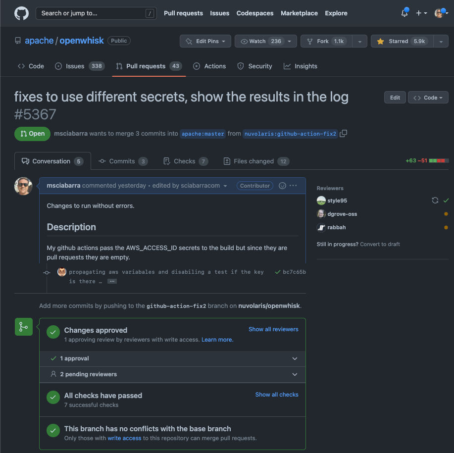 NuvolarisIO's tweet photo. That one magic moment when you are authorized to merge.
Today, our latest PR to #OpenWhisk reached all the green tests and got approval.
We have done this many times before, but it is always exciting...
#serverless https://t.co/AxUfJB4D1D