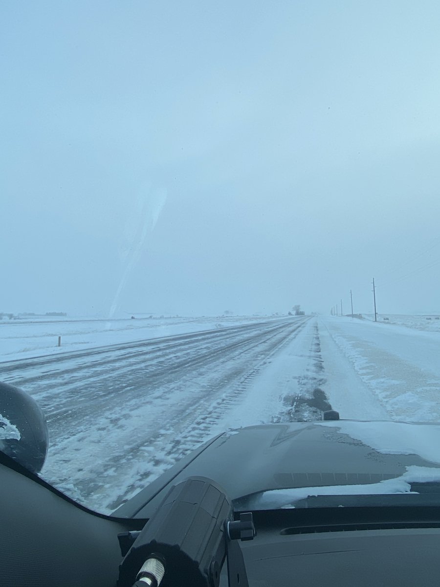 Ahilz258's tweet photo. Road Report: Highway 52 south of Minot to Jamestown is very icy. Visibility is decent, but you will need extra distance to stop so please reduce your speeds. #Roadreport #NDHP258 https://t.co/Kt3IC7GR7I