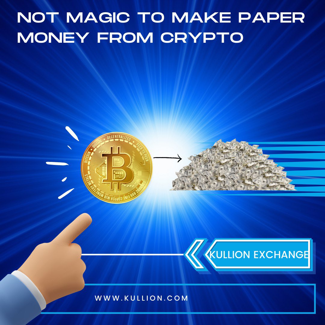 kullionexchange's tweet photo. It’s not magic to make paper money(Fiat) from crypto(coins/tokens)
Start with as low as $10 to join the Kullionaires!
https://t.co/MfrV5TnxfT
#KullionExchange #KullionToken #KullionCoin #Kullion #cryptoworld #ethereum #bitcoinfacts #bitcoininfo #bitcoinvalue #cryptoding https://t.co/xTF1YRrwD3