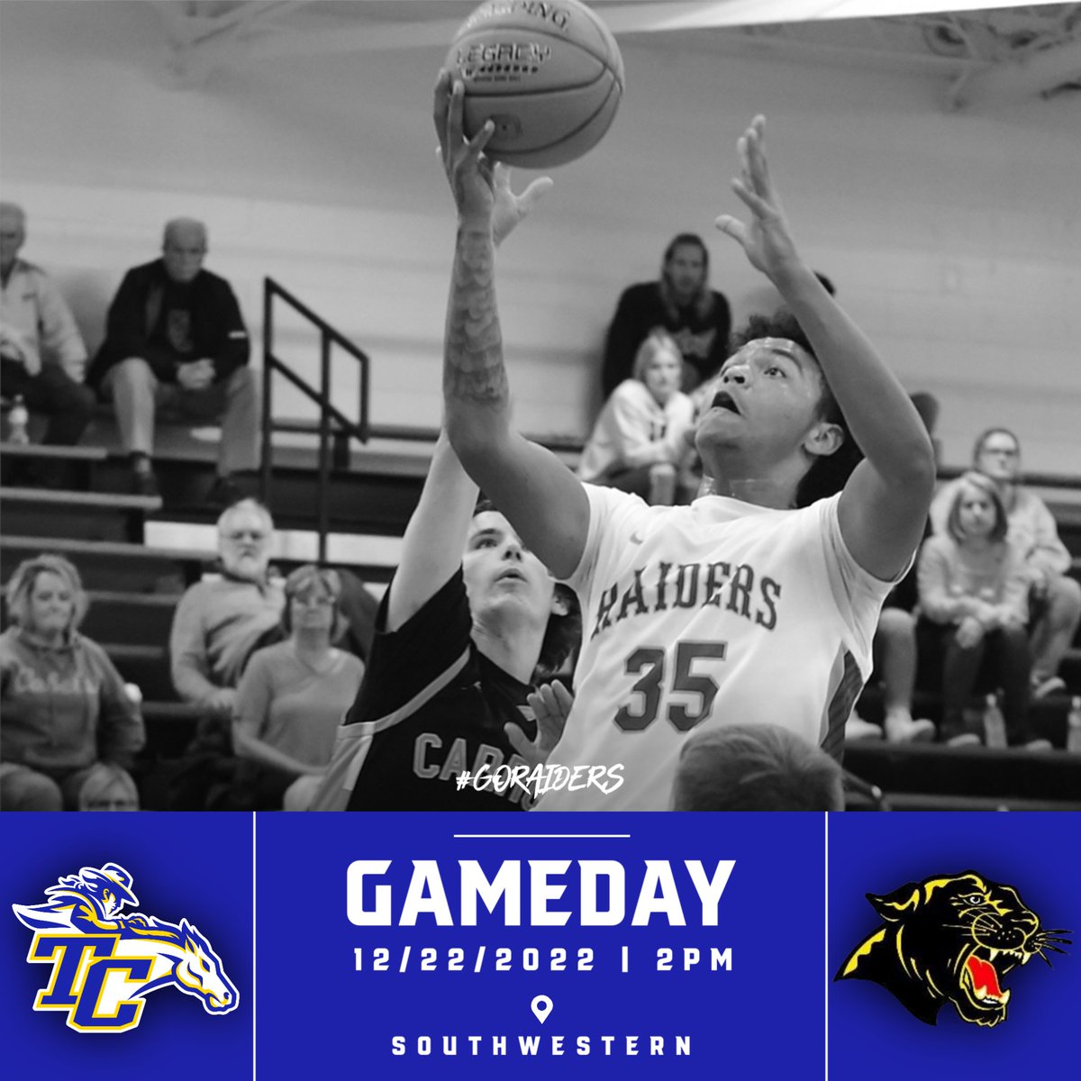 Raiders close out #JCIT tourney play against Carroll County today! Tip is set for 2pm at Southwestern! #GoRaiders