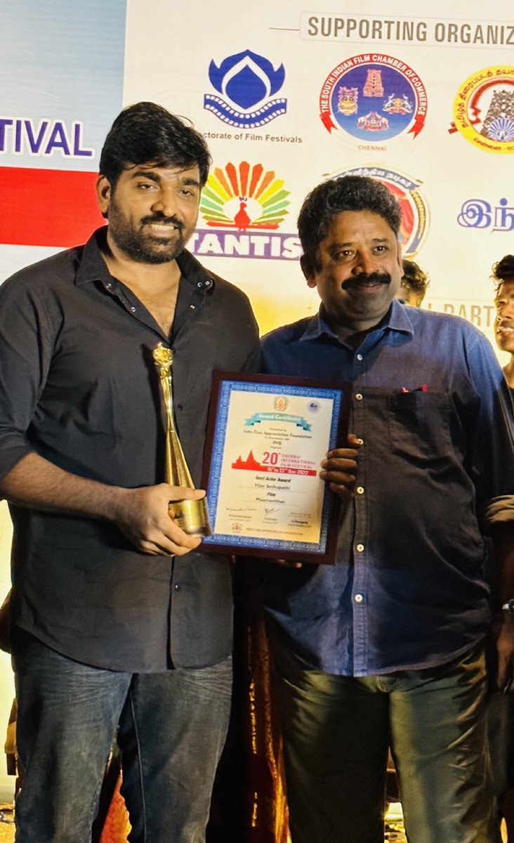 #VijaySethupathi - Best Actor award for #Maamanithan 

#20thChennaiInternationalFilmFestival 

#20thCIFF

@seenuramasamy #MakkalSelvan