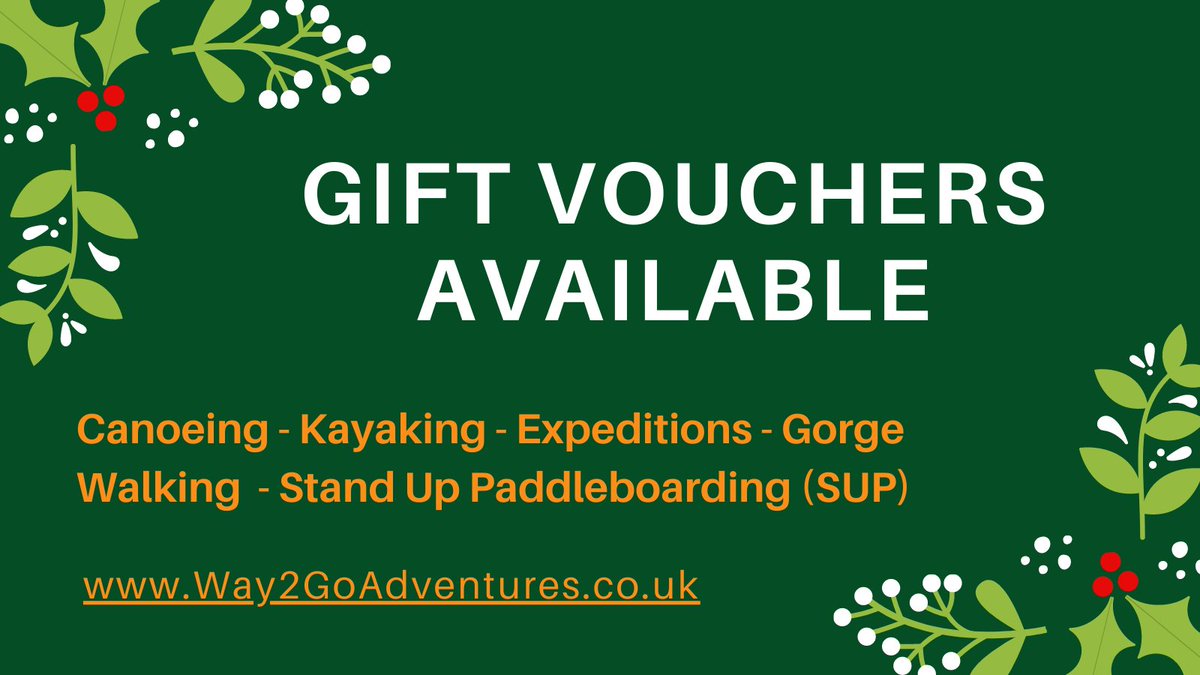 #GiftVouchers 🎄🛶🎁 way2goadventures.co.uk

#OutdoorActivities in #WyeValley &amp; #ForestofDean plus #retreats  #expeditions &amp; #courses

#canoeing #kayaking #gorgewalking #standuppaddleboarding #sup #GiftIdeas #Rossonwye #Herefordshire #Gloucester #breconbeacons #monmouth