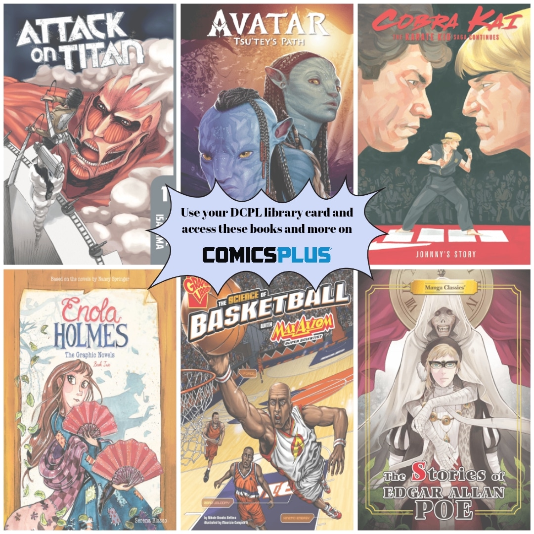 angfalkenberg's tweet photo. Happy almost break! Cozy up to a great book when you use your public library card to access Comics Plus. These are just a few of the titles available. Visit https://t.co/1sJWzsIa0j or download the app Library Pass. @DcpsLibrary @CHECDC @dcpl @dcpublicschools #DCPSReads #CHECReads https://t.co/4XISa2BTKt