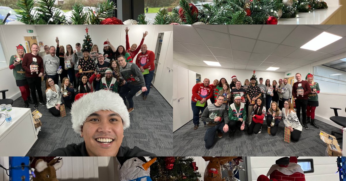 wearecandio's tweet photo. It's been a holly, jolly day in the office! 

We've all participated in Sinister Santa and are now showing off our gifts and rocking our Christmas jumpers. 

It's been a fun way to bring some festive cheer to the office!

#WeArePragma #SinisterSanta #ChristmasJumpers https://t.co/kXBgrbc4xf