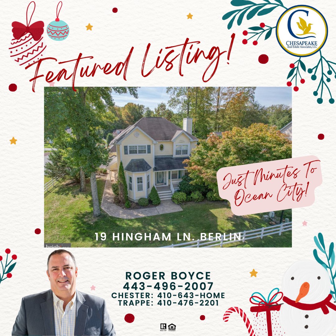 ChesapeakeLLC's tweet photo. 💥 FEATURED LISTING! 💥
📍 19 Hingham Ln, Berlin
💲 $450,000
For more information, please call Roger Boyce at 443-496-2007 #BuyingWithBoyce 

https://t.co/8LonADJAOg https://t.co/rKCIZMtqMH