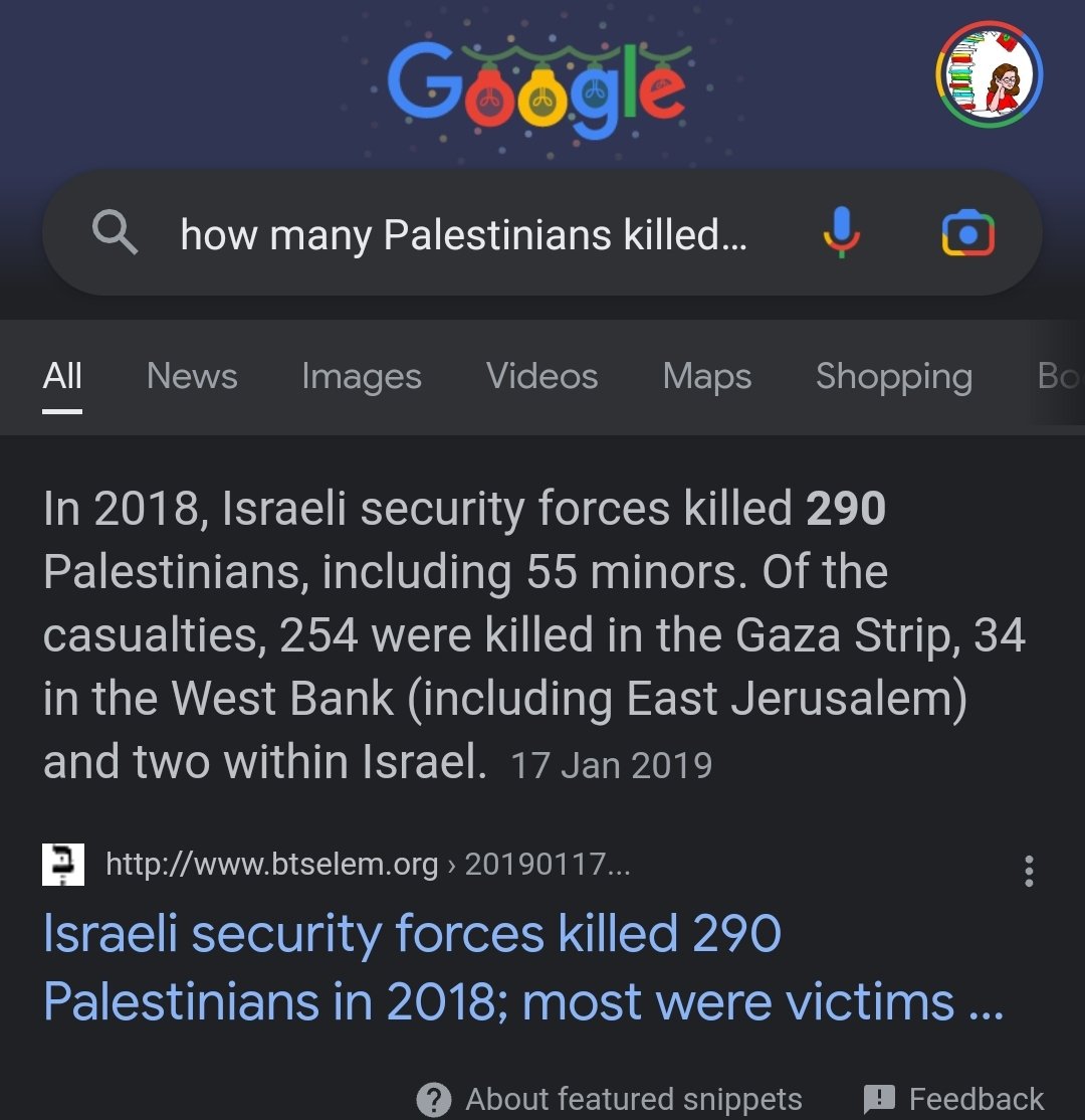 SheviStories's tweet photo. @OurLack @jennaortega Quite easily disproven. Even this pro-Palestinian organization says the number of Palestinians killed by Israel in 2018 was 290, not thousands, and most of those were terrorists. https://t.co/8UYbQJvz0G