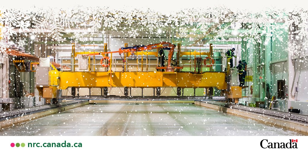 NRC_CNRC's tweet image. This is snow joke! Blitzen is at our coolest facility, #NRCArcticResearch's ice tank - 1 of the largest of this type in the world. A usable ice sheet of 76 x 12 m allows offshore structures &amp;amp; ship models to be tested at higher speeds &amp;amp; for longer durations #FindSantasReindeer