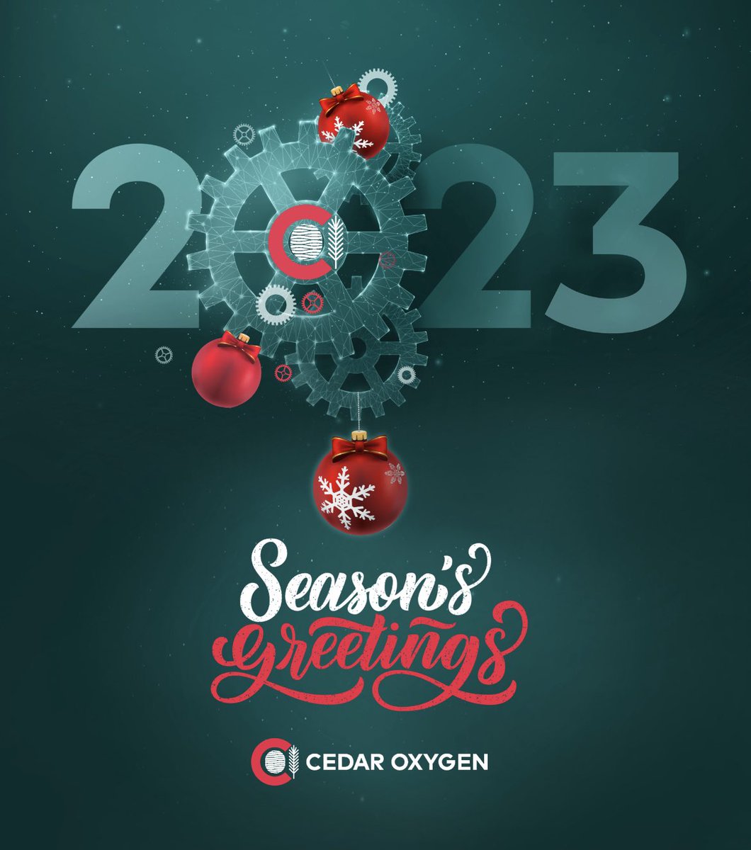 CedarOxygen's tweet photo. @CedarOxygen Team wishes you a blissful holidays and a sparkling New year!🎄🎅🎉🎉 https://t.co/nVyRrGduVB