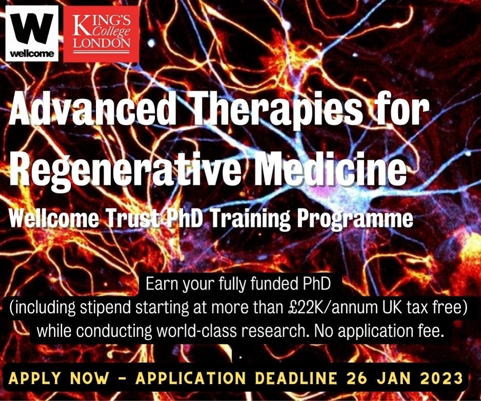 RegenMedPhD's tweet image. RE-OPENED to further applications for a Sept 2023 Cohort uptake -
Extended Application Deadline: 26 January 2023.
regenerativemedicinephd.co.uk/apply
Apply now for a #PhD in #celltransplantation #genetherapy #stemcells #developmentalbiology #bioengineering #diseasemodelling