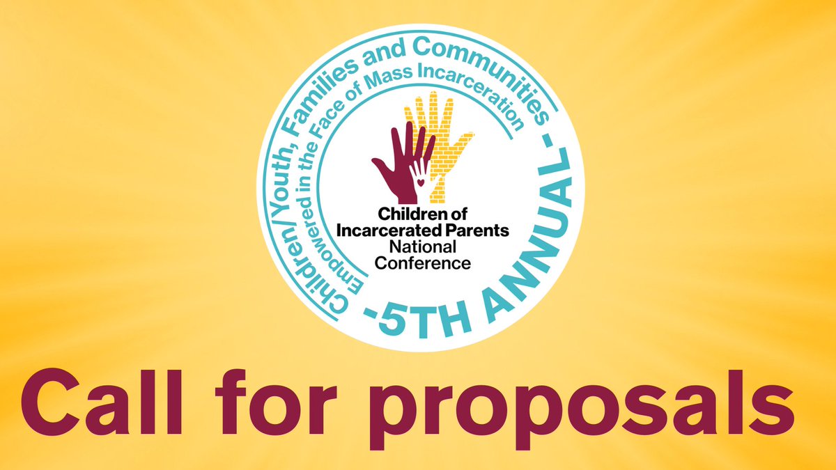 CIP 2023 Call For Proposals! The 2023 theme is Children/Youth, Families, and Communities Empowered in the Face of Mass Incarceration. Visit bit.ly/CIP2023proposa… for guidelines and timelines. 

#CIP2023 #CIP #COIP #ChildrenofIncarceratedParents #SUSU #ChildWellBeing #ASU