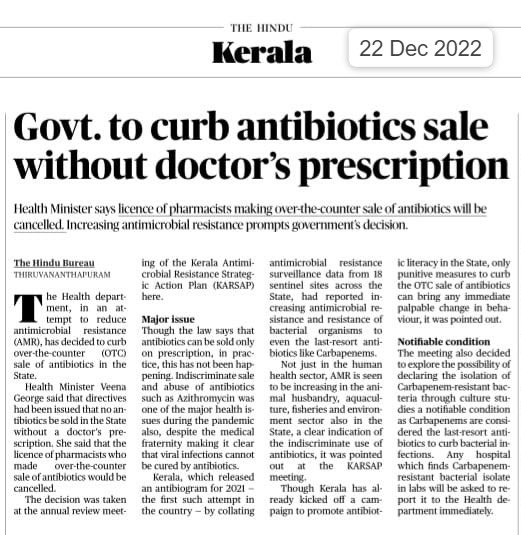 anand_bugworks's tweet image. State of Kerala in India, to curb antibiotics sale without doctors prescription. Great move Kerala, and we hope other states will follow suit! @MoHFW_INDIA @PMOIndia
