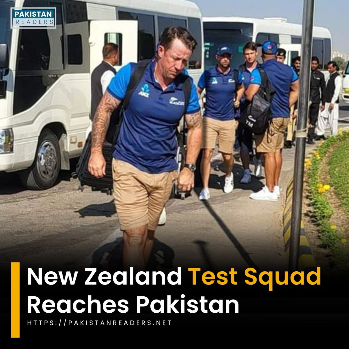PakistanReaders's tweet photo. New Zealand Test squad lands in Karachi. New Zealand will play the longest-format games in Pakistan for the first time since 2003 https://t.co/PQZqFV41ZF